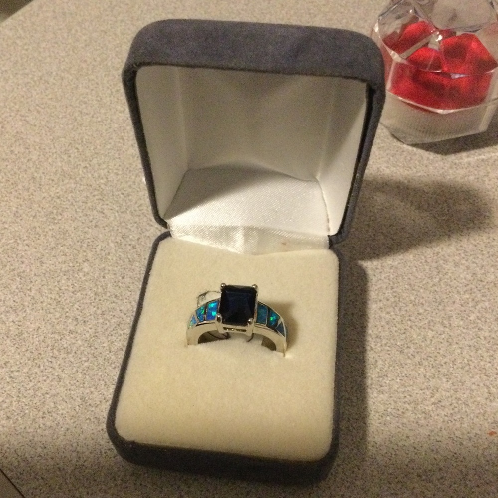 Blue fire sterling silver ring
